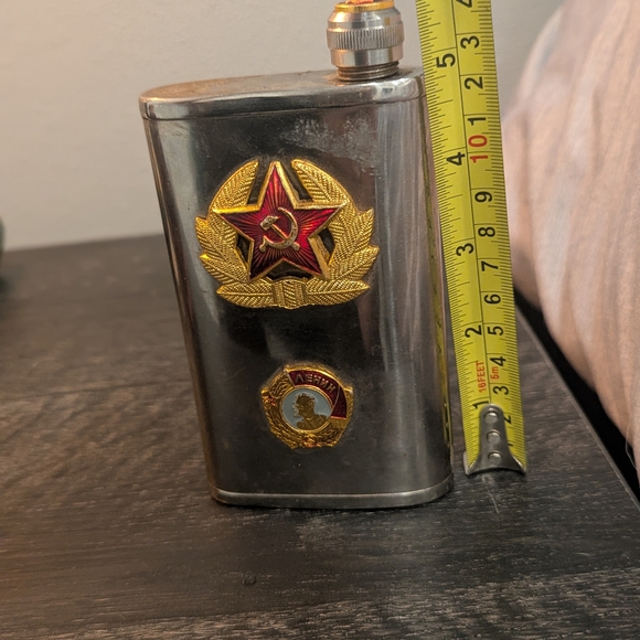🏛️🥃 Cold War USSR Stainless Steel Flask | Soviet-Era Historical Collectible | - Picture 5 of 10